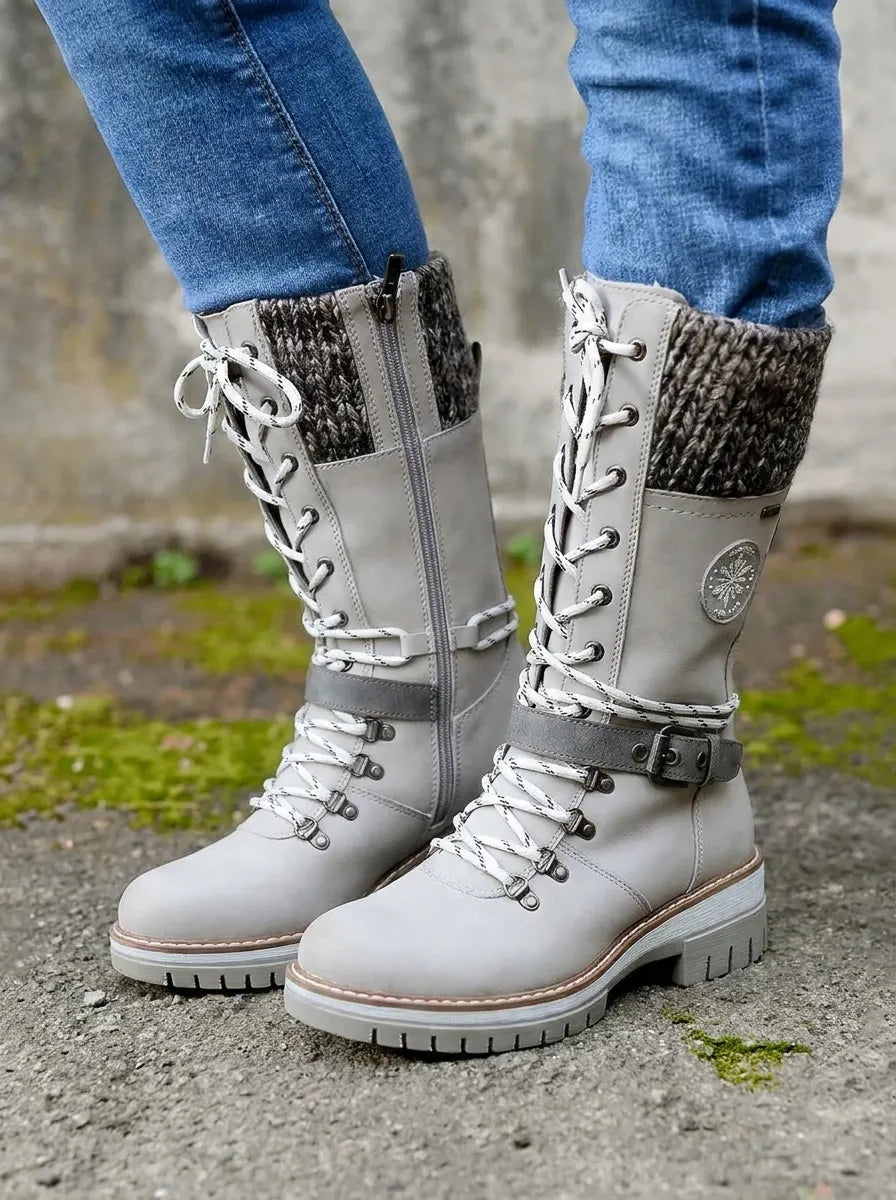 Wasserdichte Damen Schnürstiefel In Wadenlänge Für Den Winter