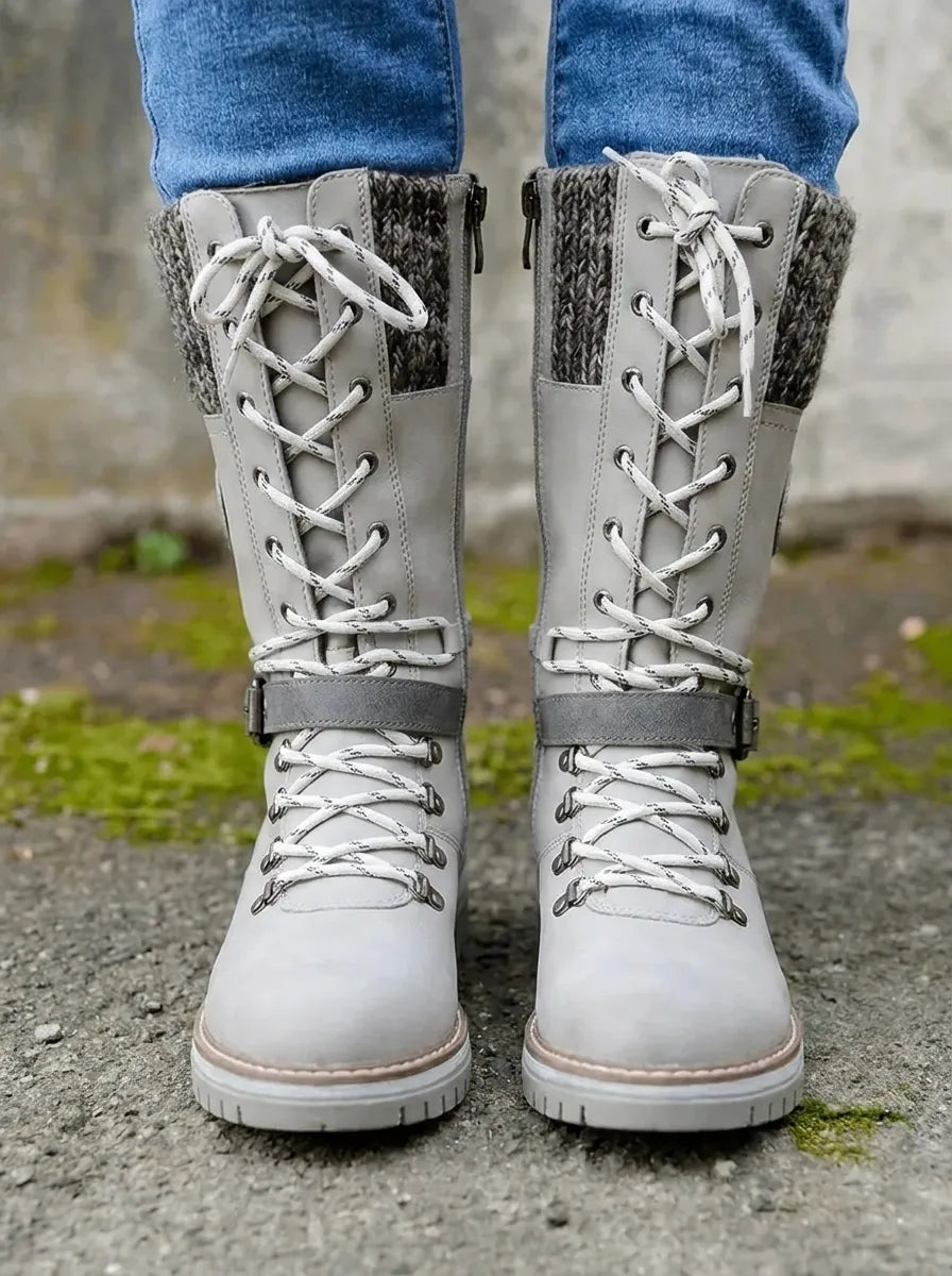 Wasserdichte Damen Schnürstiefel In Wadenlänge Für Den Winter
