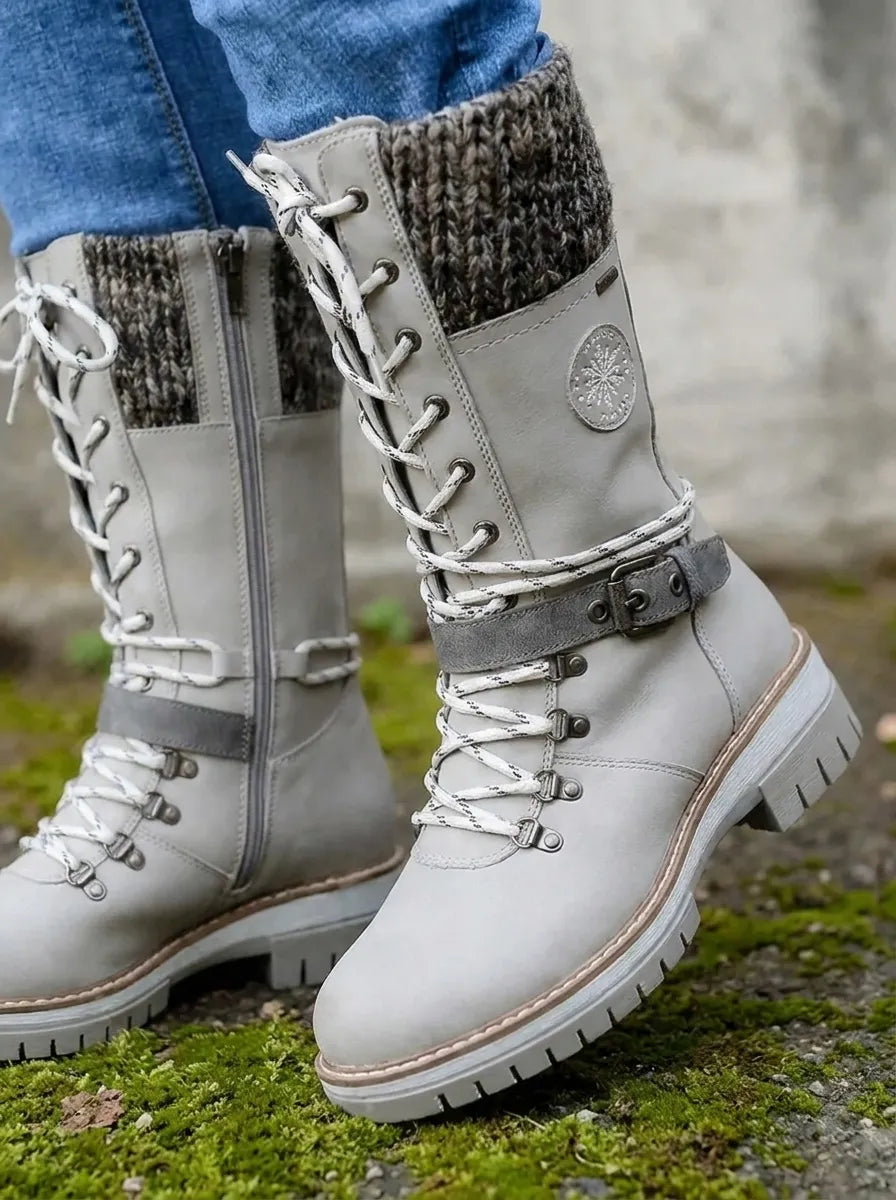 Wasserdichte Damen Schnürstiefel In Wadenlänge Für Den Winter