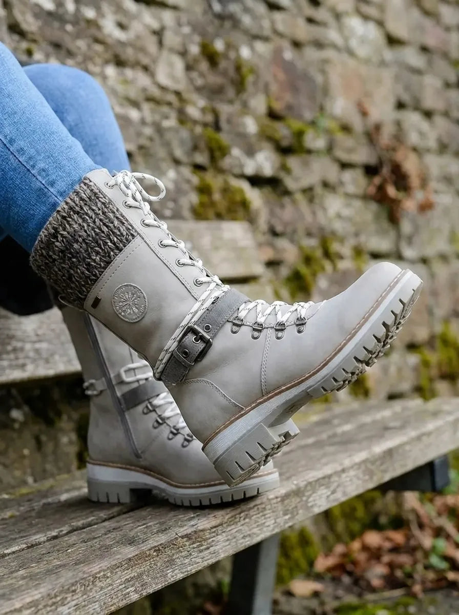 Wasserdichte Damen Schnürstiefel In Wadenlänge Für Den Winter