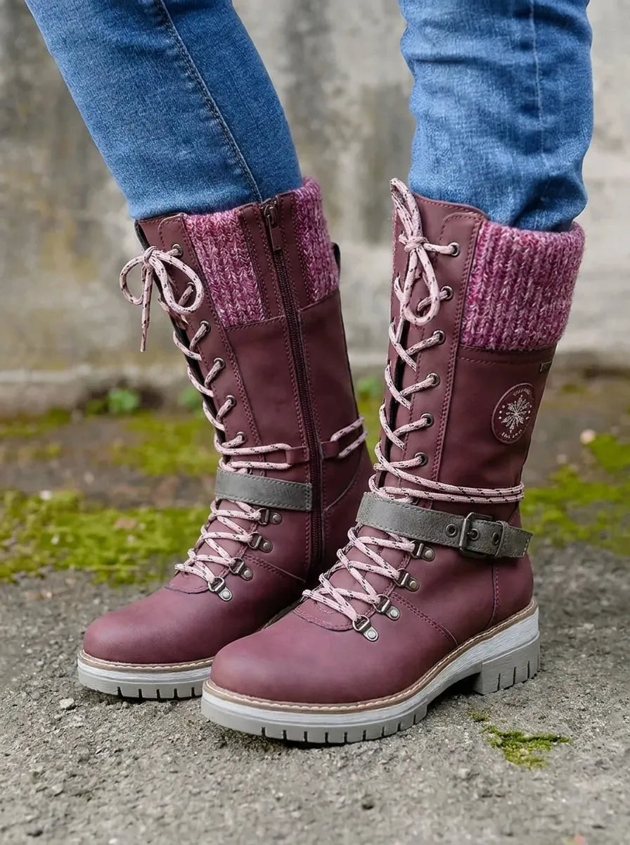 Wasserdichte Damen Schnürstiefel In Wadenlänge Für Den Winter