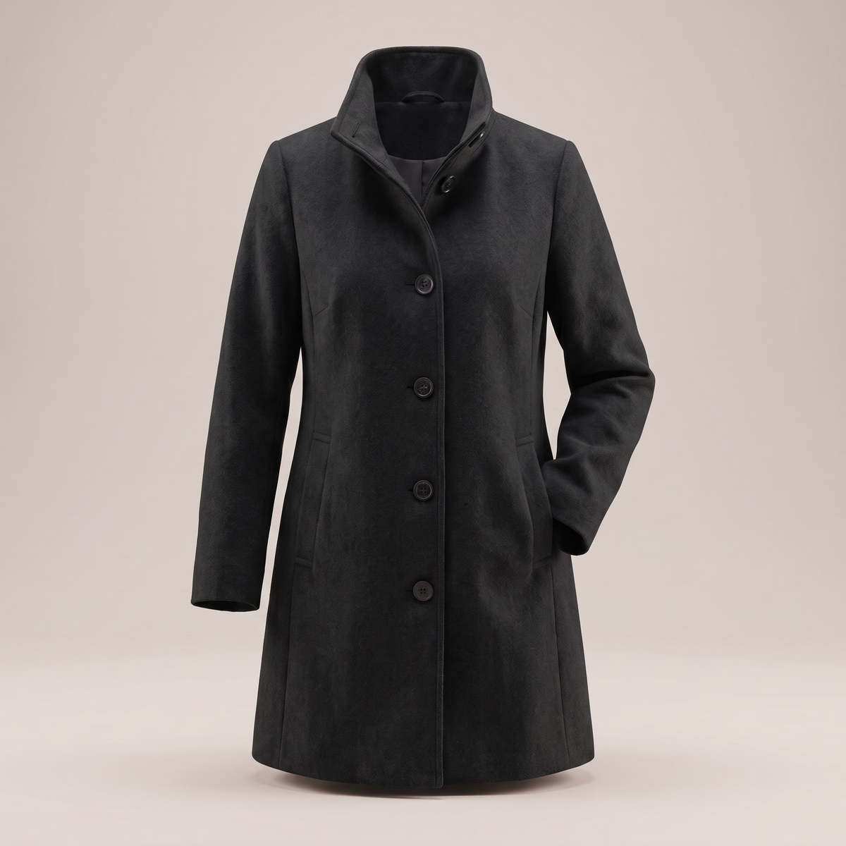 Eleganter Wollmantel mit Knopfleiste und geradem Schnitt