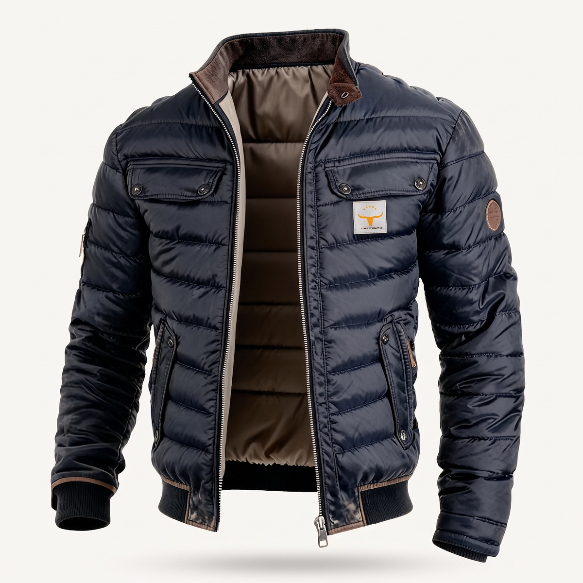 Gesteppte Herren Übergangsjacke mit Stehkragen