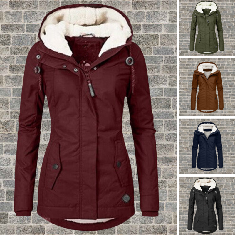 Damen Winterjacke mit Kapuze und Wasserabweisendem Obermaterial