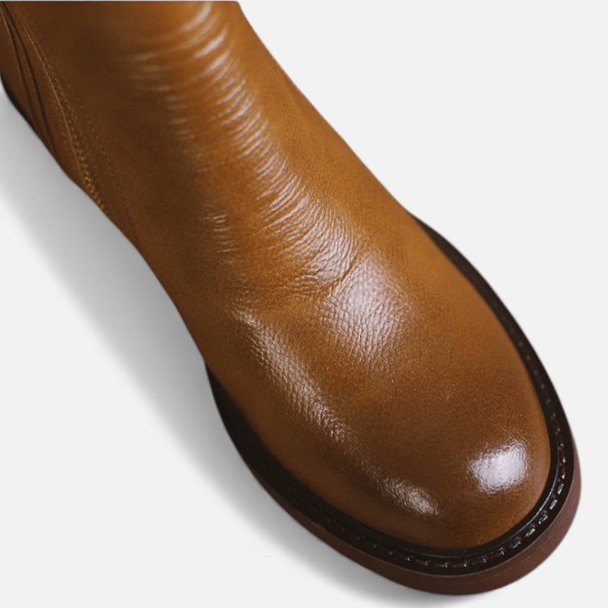 Damen Lederstiefeletten Im Britischen Stil Mit Blockabsatz