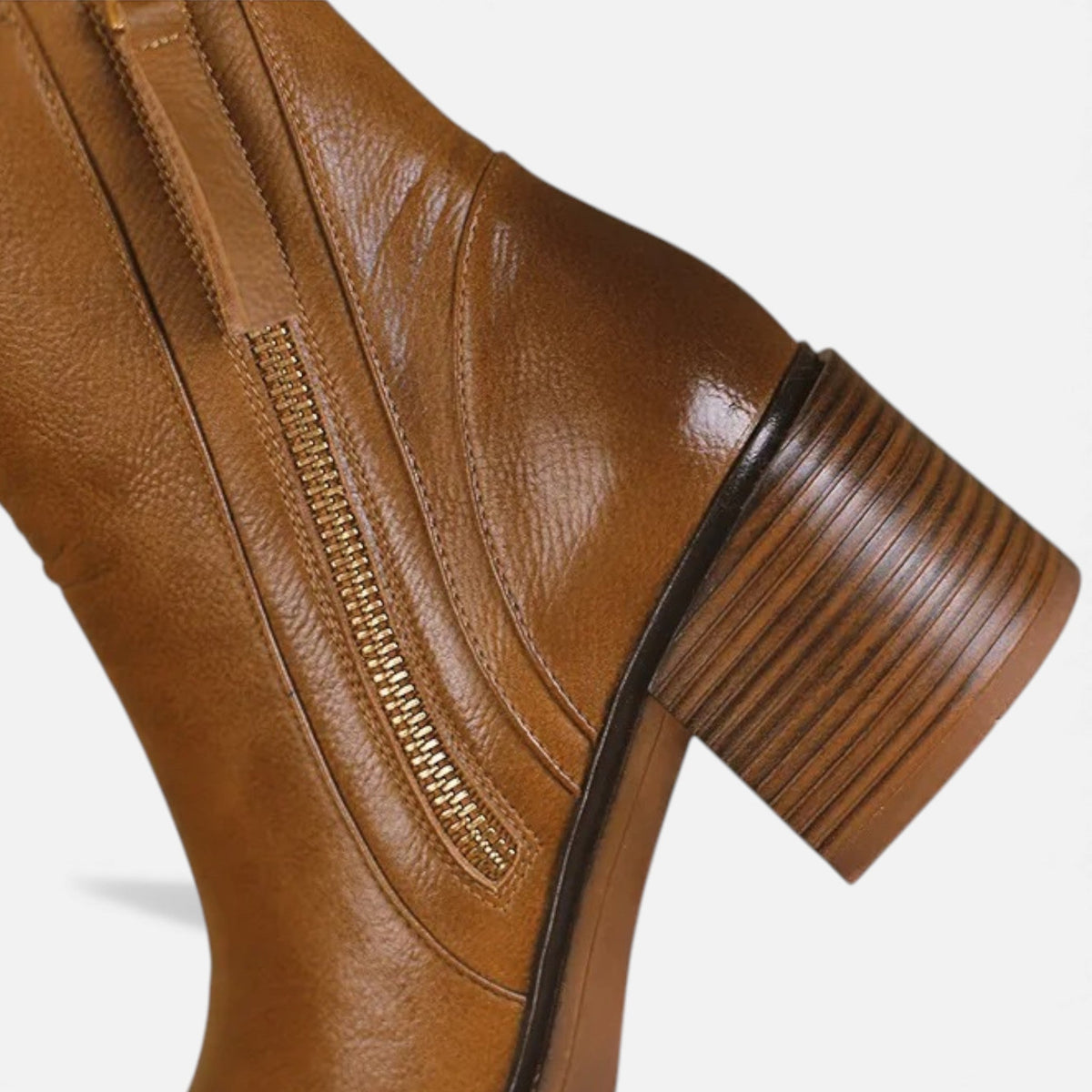 Damen Lederstiefeletten Im Britischen Stil Mit Blockabsatz