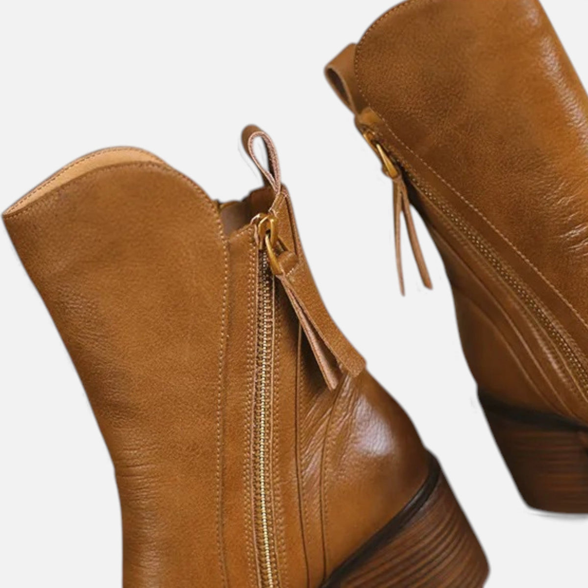 Damen Lederstiefeletten Im Britischen Stil Mit Blockabsatz