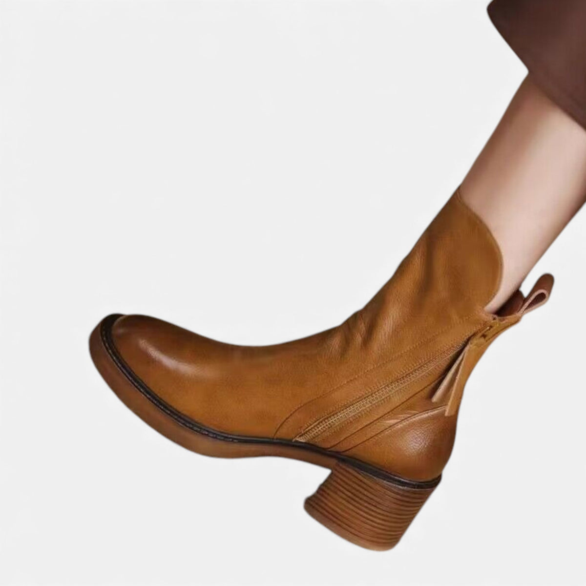 Damen Lederstiefeletten Im Britischen Stil Mit Blockabsatz