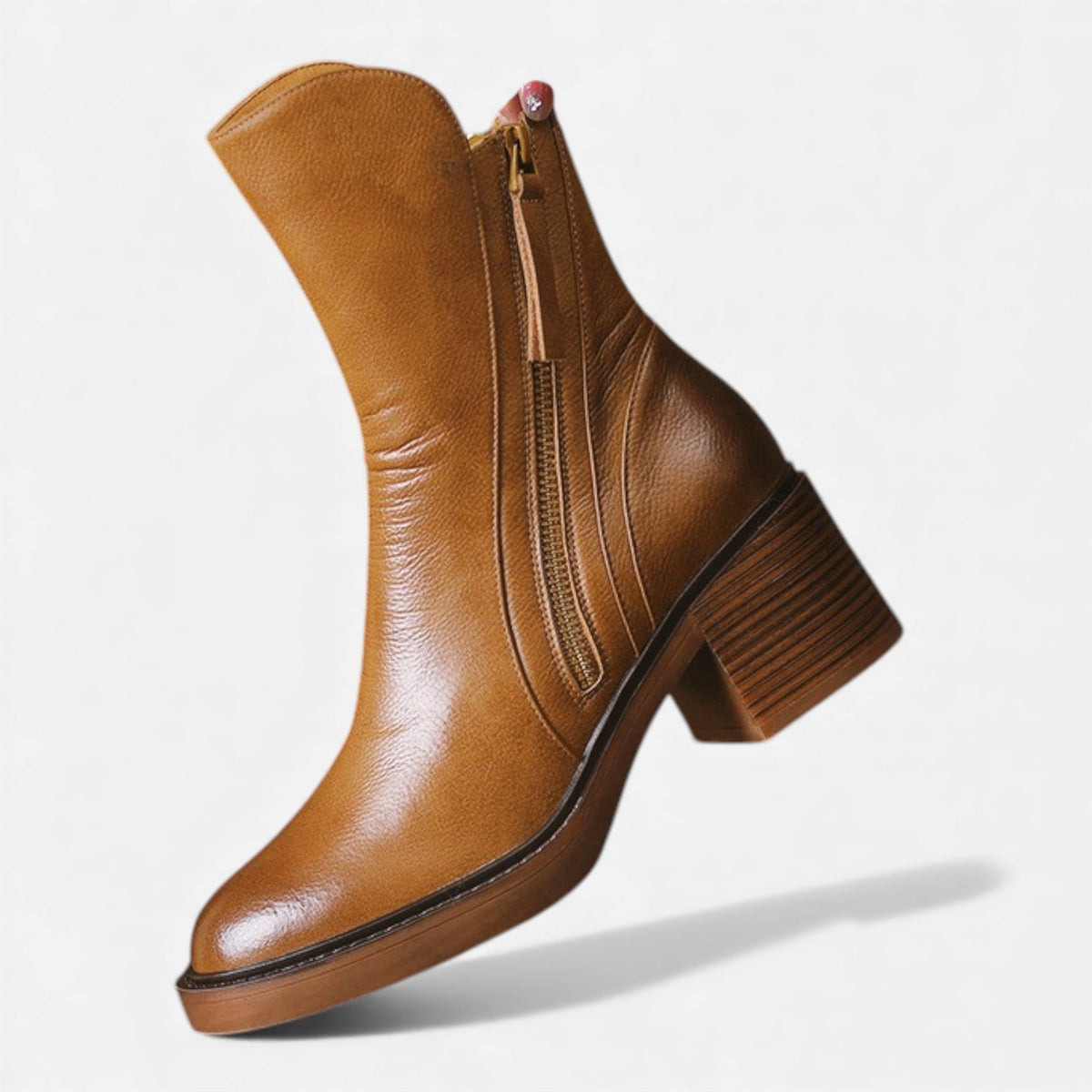 Damen Lederstiefeletten Im Britischen Stil Mit Blockabsatz