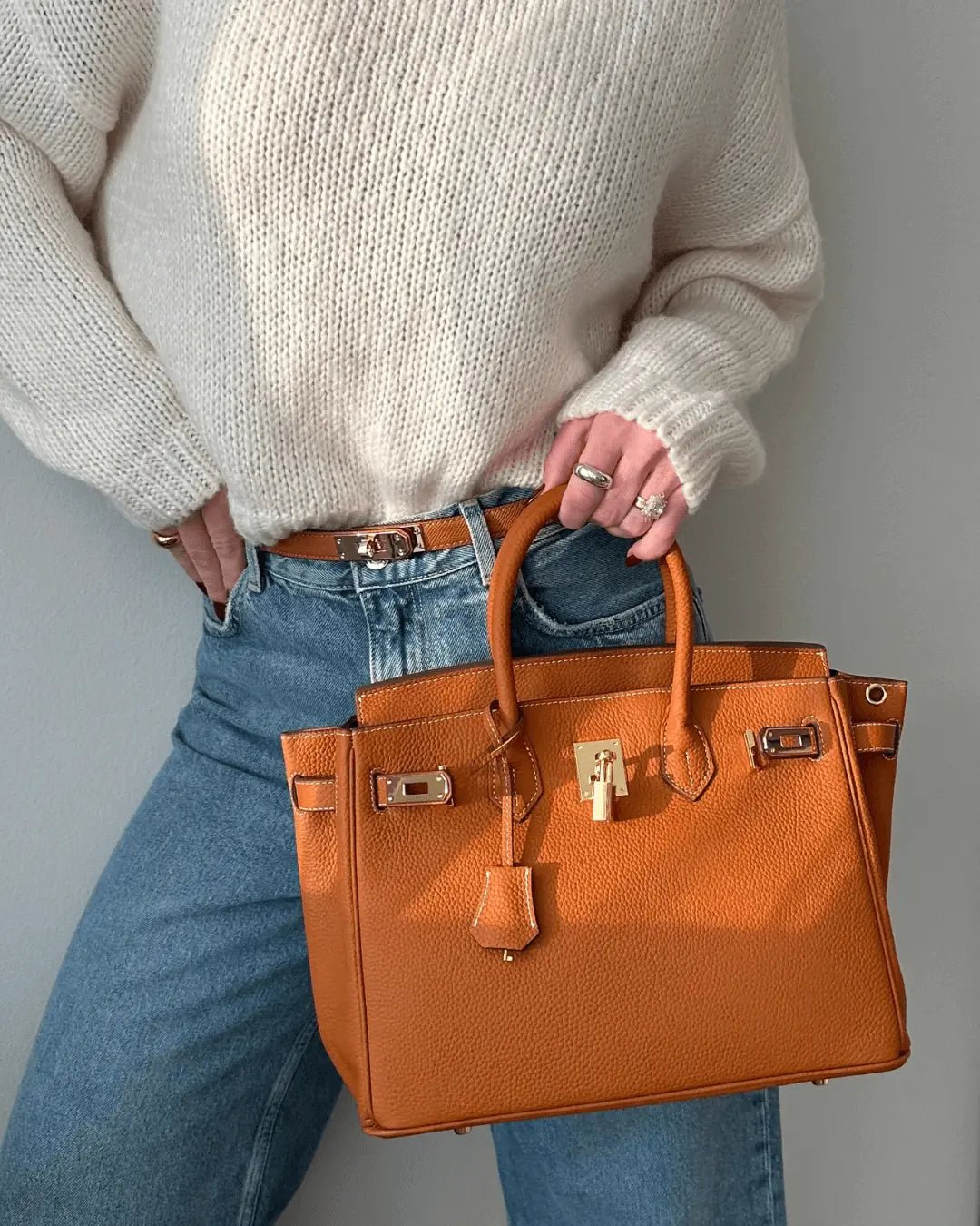Elegante Damen Handtasche Aus Leder Mit Henkel