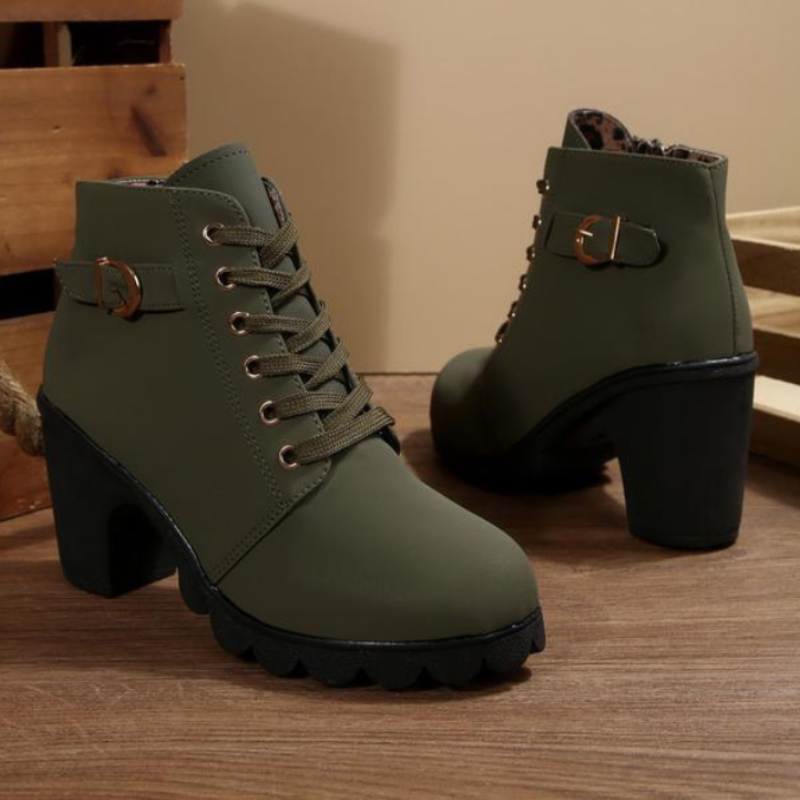 Orthopädische Damen Schnürstiefeletten mit Blockabsatz