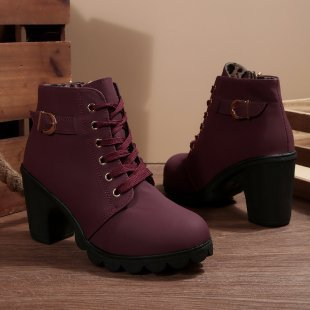 Orthopädische Damen Schnürstiefeletten mit Blockabsatz