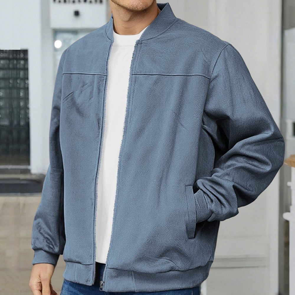Elegante Herren Bomberjacke aus Velourskunstleder-Optik in Slim Fit