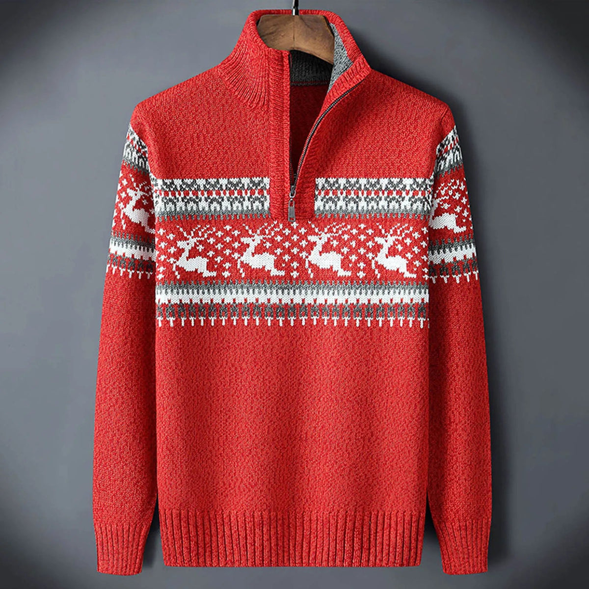 Pull à motif norvégien avec demi-zip