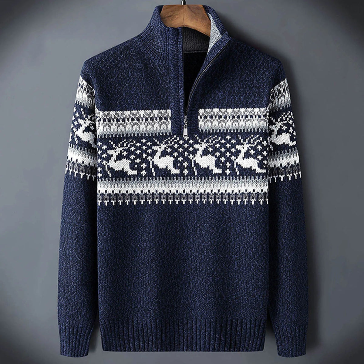 Pull à motif norvégien avec demi-zip
