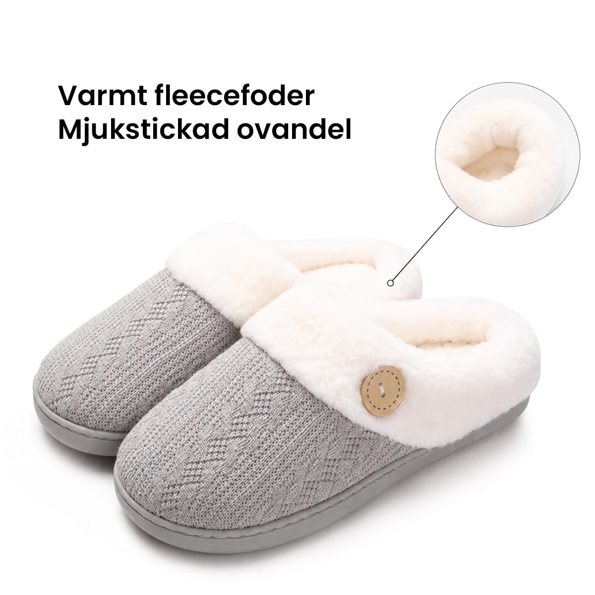Fleece Hausschuhe zum Reinschlüpfen mit Rutschfester Sohle