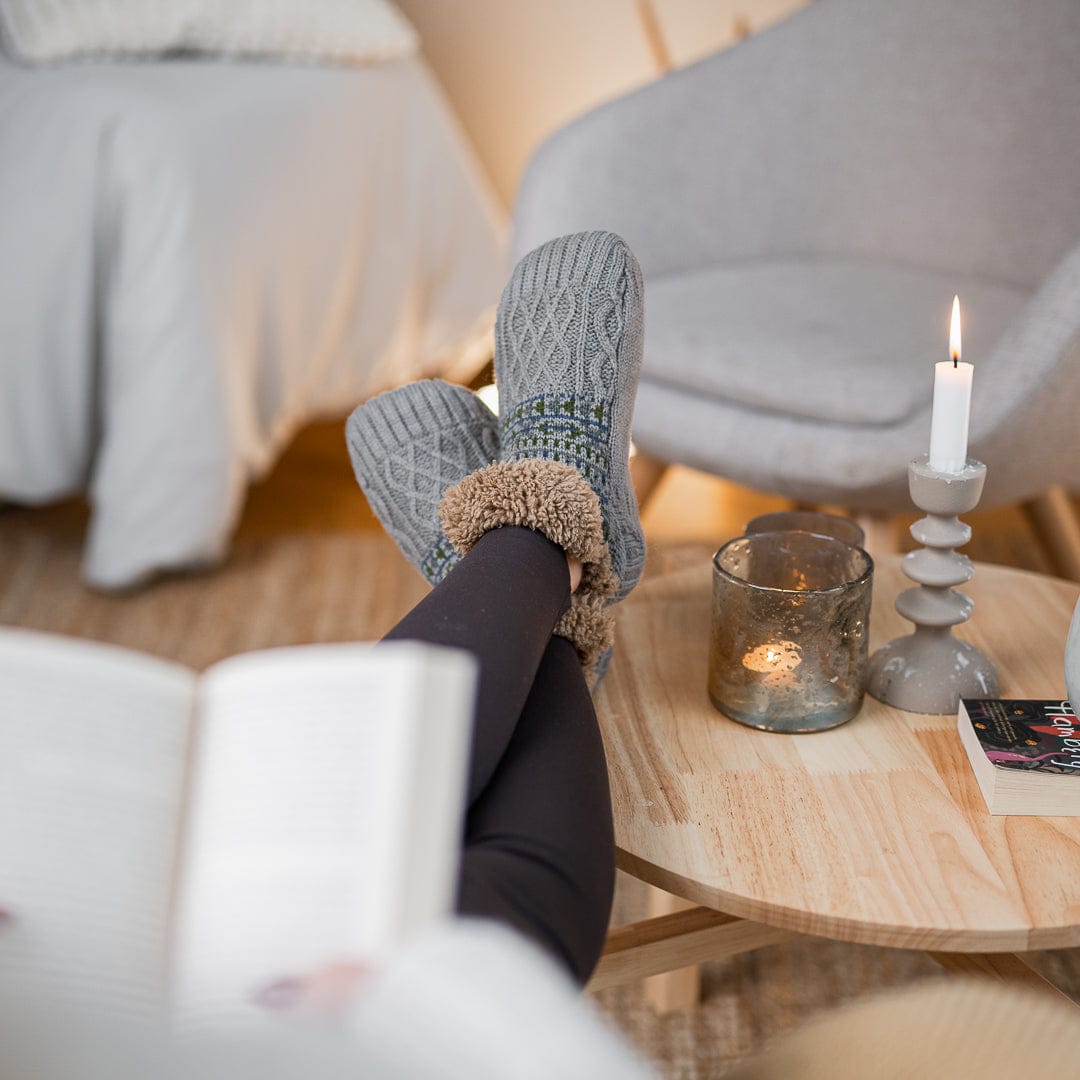Thermosocken mit Fleecefutter und Antirutsch Noppen