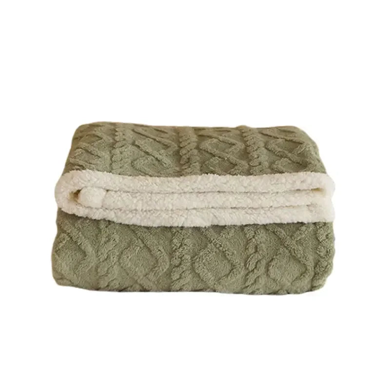 Doppelseitige Flanell Fleece Decke in Lammfelloptik
