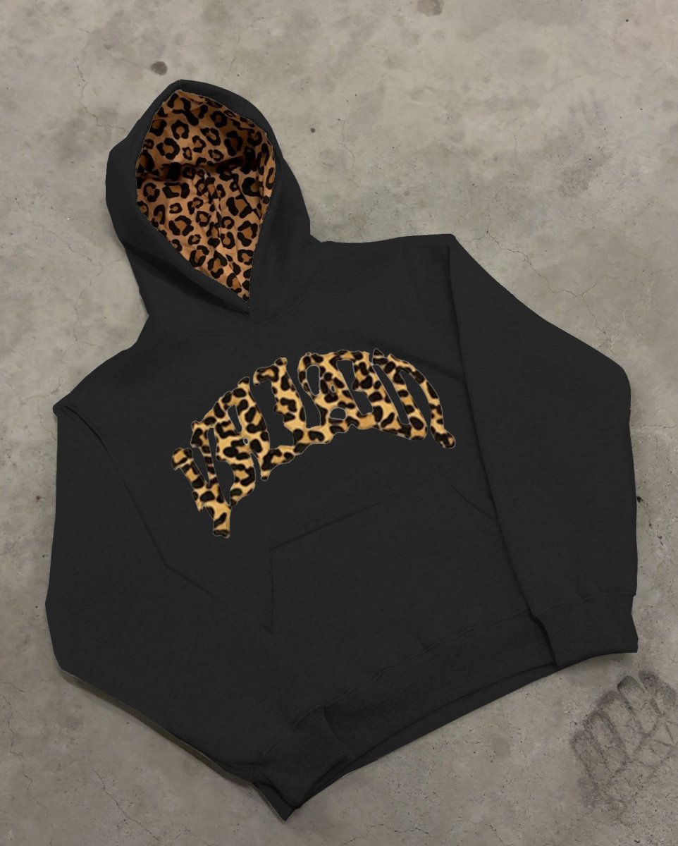 Damen Hoodie mit Leopardenmuster Applikation