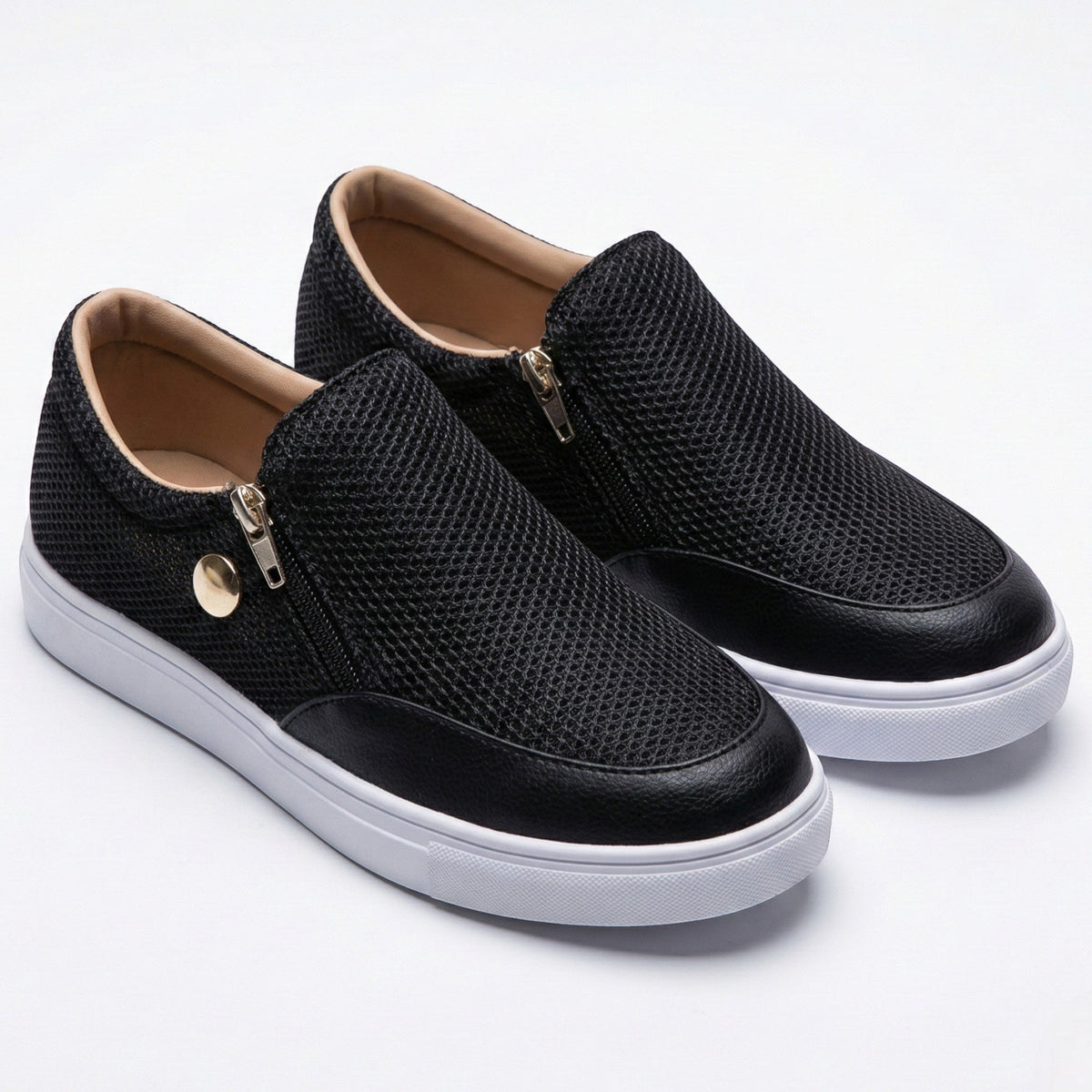 Damen Sneaker mit Seitenreissverschluss und atmungsaktivem Obermaterial