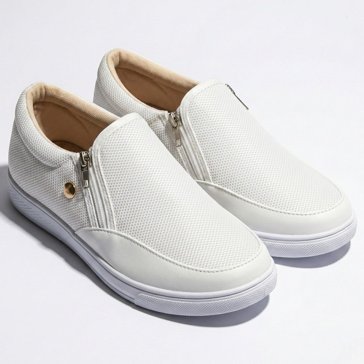 Damen Sneaker mit Seitenreissverschluss und atmungsaktivem Obermaterial