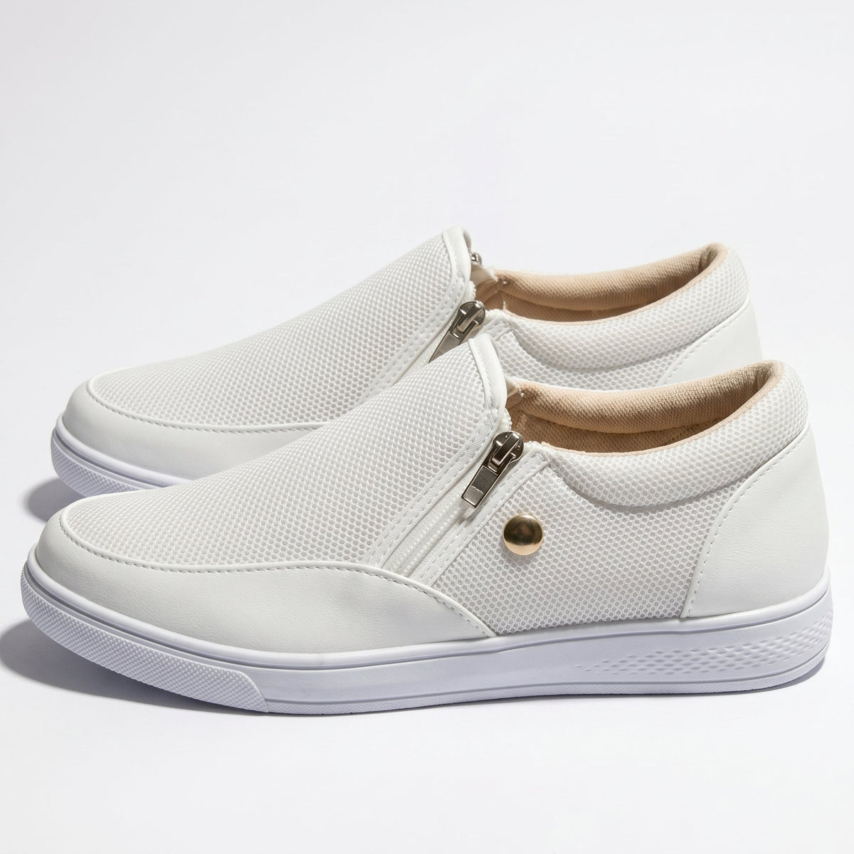 Damen Sneaker mit Seitenreissverschluss und atmungsaktivem Obermaterial