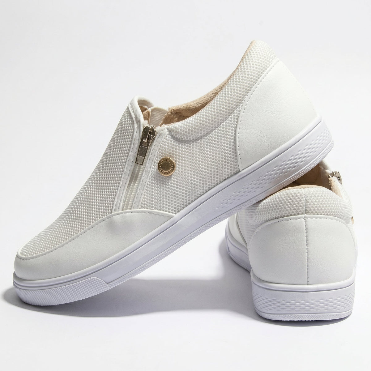 Damen Sneaker mit Seitenreissverschluss und atmungsaktivem Obermaterial