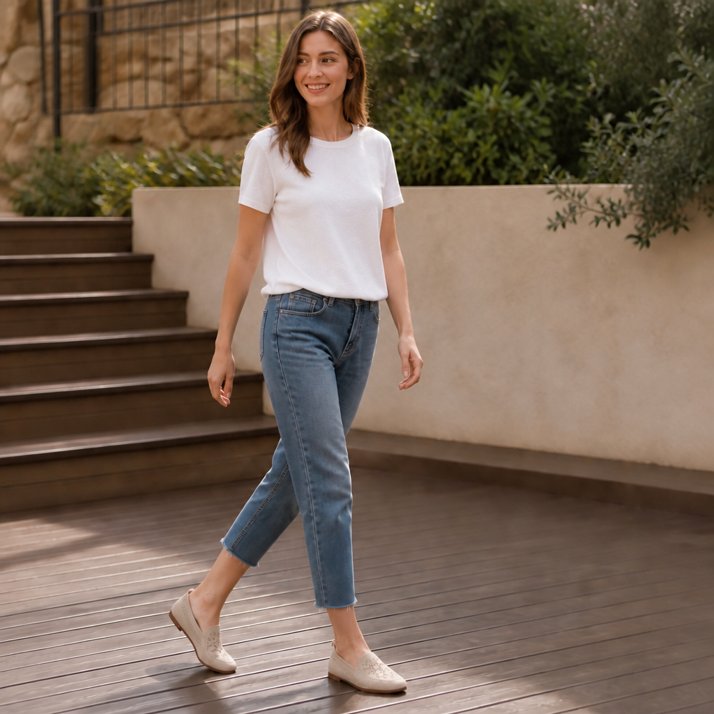 Damen Strick Slip-On Sneaker mit breiter Zehenbox