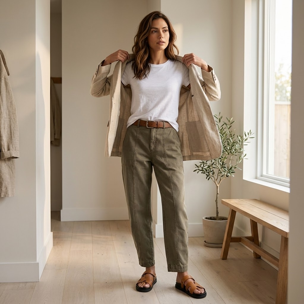 Hochgeschnittene Karottenhose mit Saumdetail für Büro und Freizeit