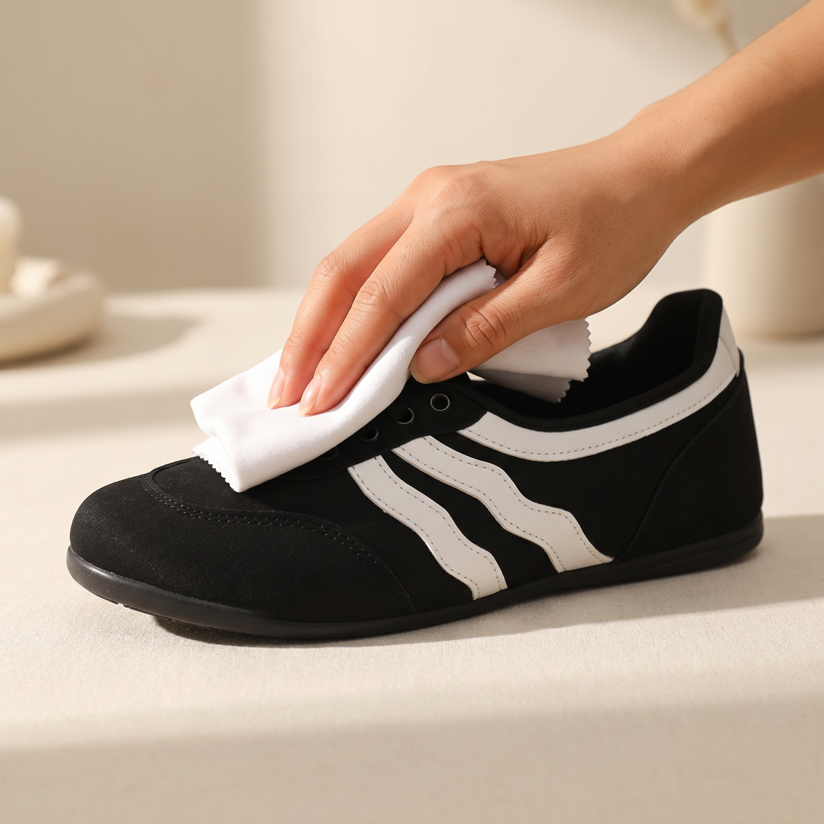 Damen Retro Slip-On Sneaker mit Wellenstreifen
