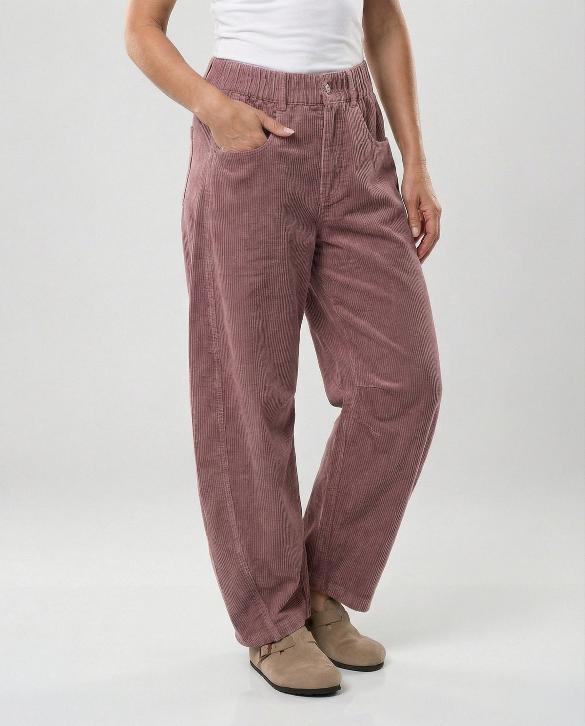Weite Damen Cordhose mit Hohem Bund