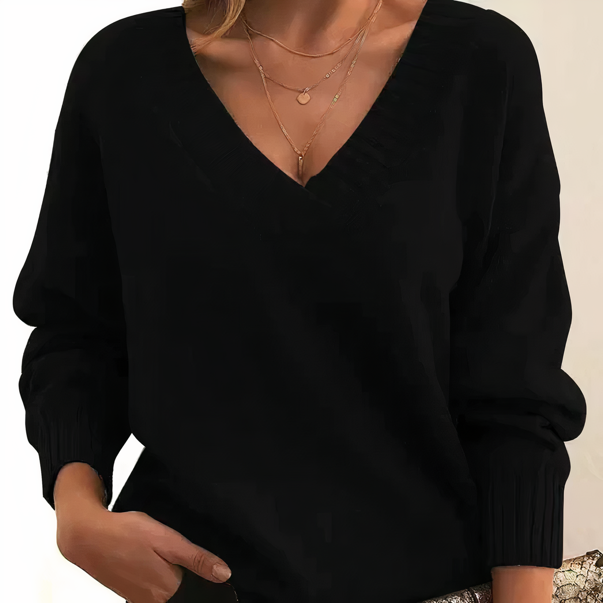 Damen Strickpullover Mit V-Ausschnitt Und Weicher Haptik