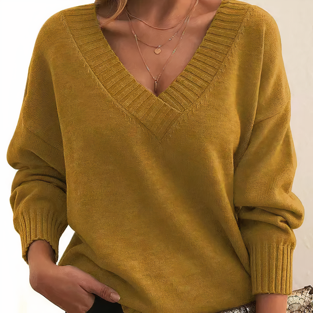 Damen Strickpullover Mit V-Ausschnitt Und Weicher Haptik