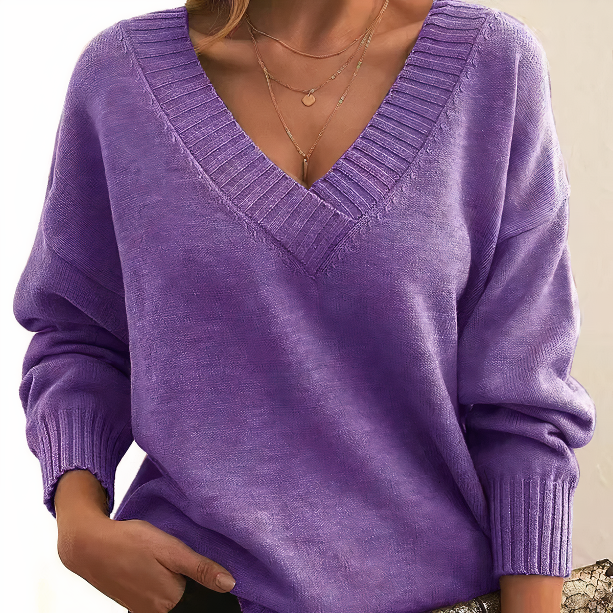 Damen Strickpullover Mit V-Ausschnitt Und Weicher Haptik