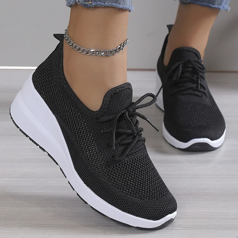 Damen Keil Sneaker mit atmungsaktivem Mesh