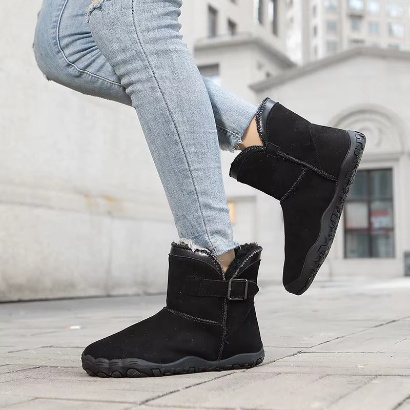 Unisex Gefütterte Barfuß Winterstiefel mit Breiter Zehenbox