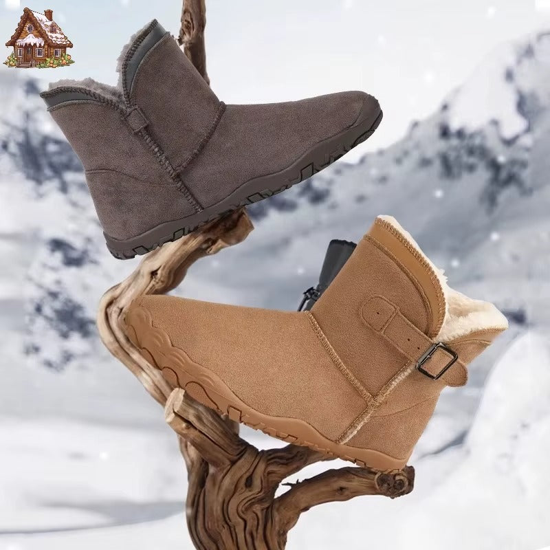 Unisex Gefütterte Barfuß Winterstiefel mit Breiter Zehenbox