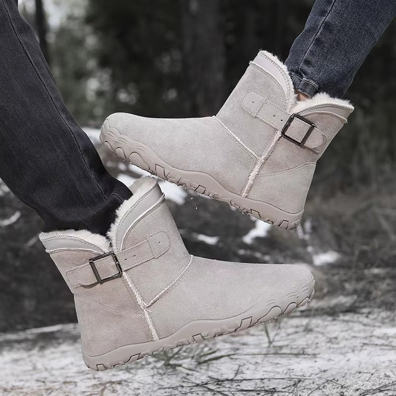 Unisex Gefütterte Barfuß Winterstiefel mit Breiter Zehenbox