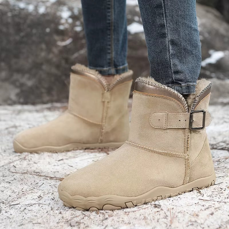 Unisex Gefütterte Barfuß Winterstiefel mit Breiter Zehenbox