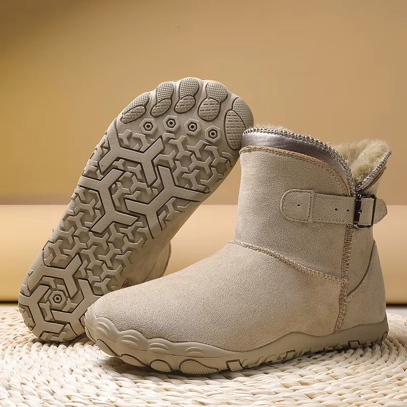 Unisex Gefütterte Barfuß Winterstiefel mit Breiter Zehenbox