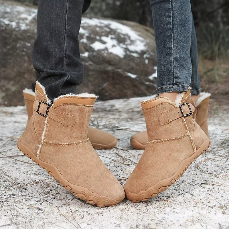 Unisex Gefütterte Barfuß Winterstiefel mit Breiter Zehenbox