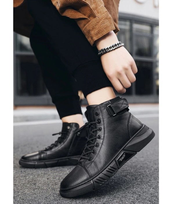 Robuste Herren Stiefel Aus Leder Mit Profilsohle