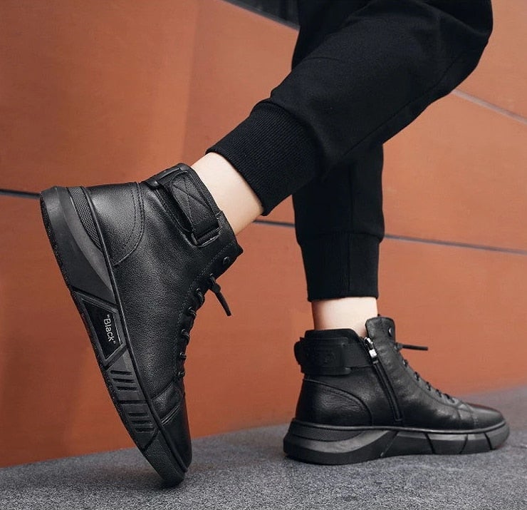Robuste Herren Stiefel Aus Leder Mit Profilsohle
