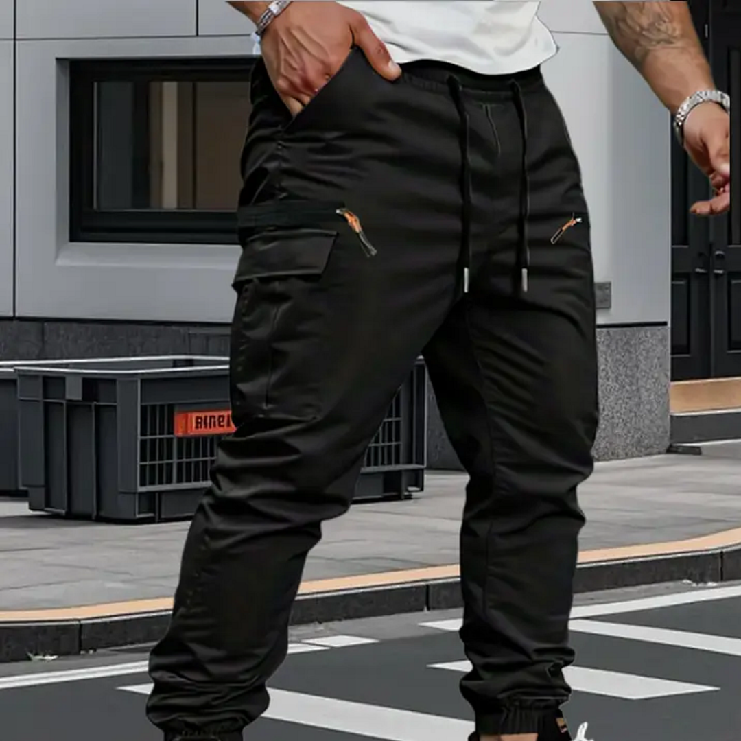 Herren Cargo Jogginghose Mit Reißverschlusstaschen