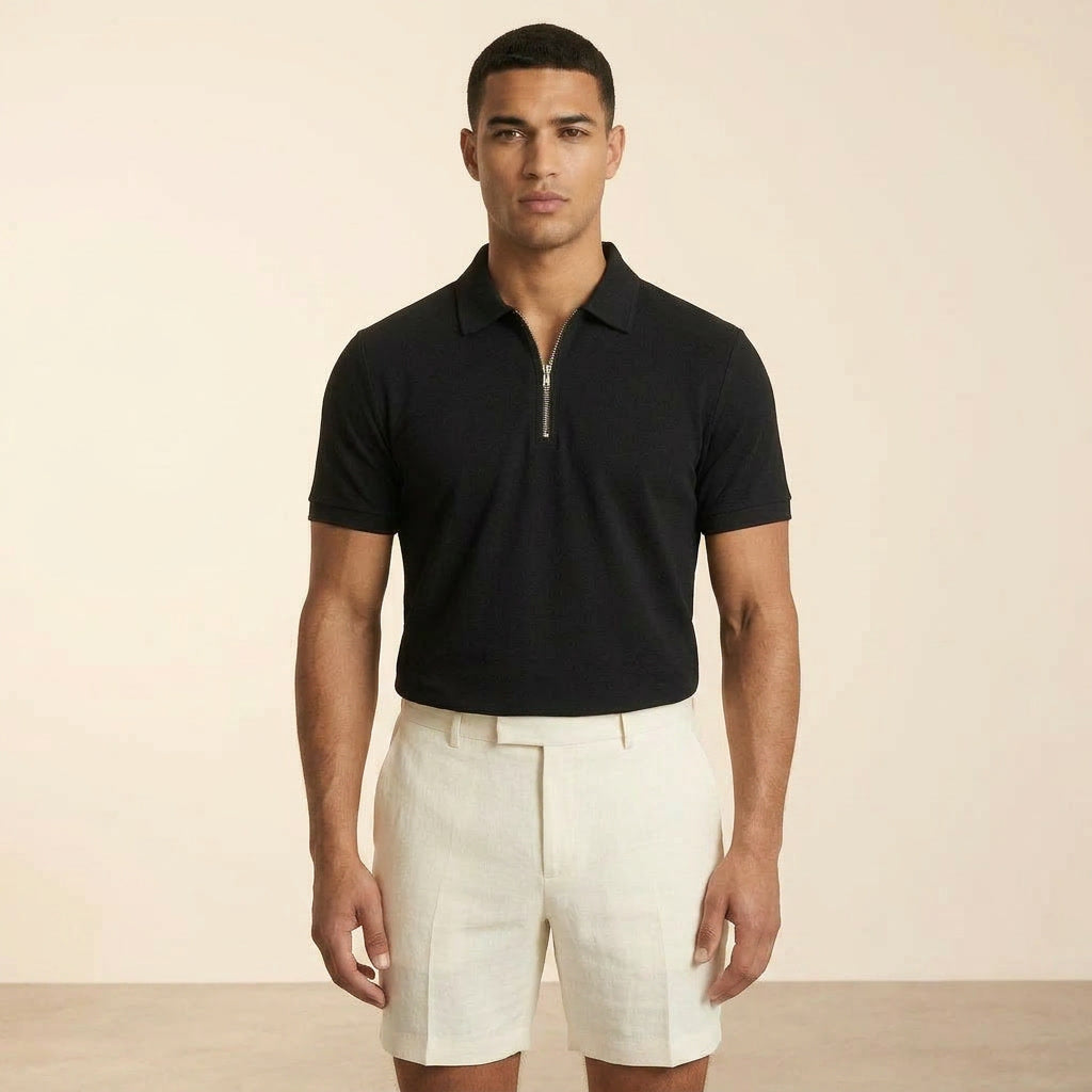 Herren Poloshirt mit Reißverschlusskragen Kurzarm