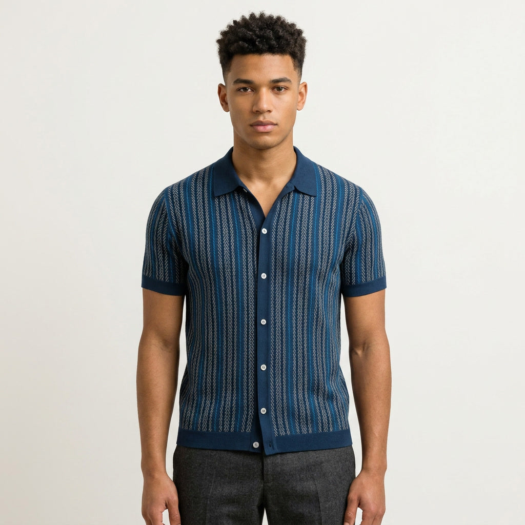 Alban Herringbone-Muster Hemd Aus Bio-Baumwolle