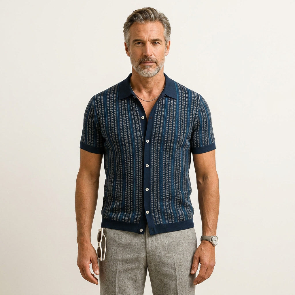 Alban Herringbone-Muster Hemd Aus Bio-Baumwolle