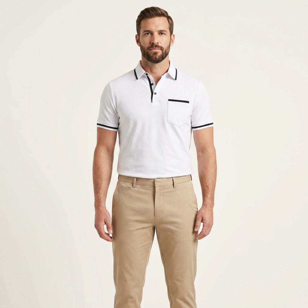 Herren Kurzarm-Poloshirt aus Baumwollmix mit Brusttasche