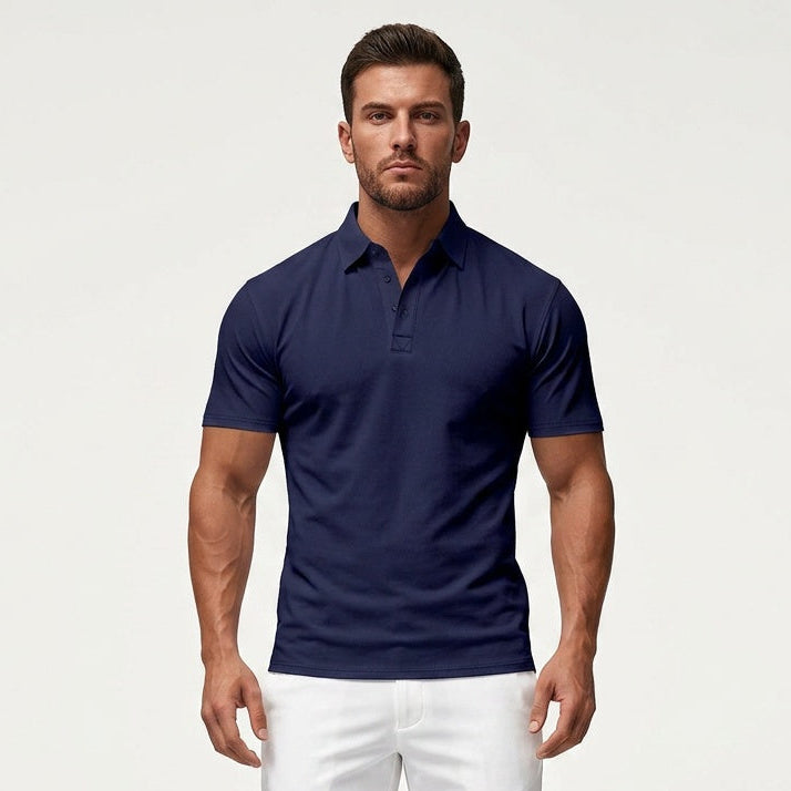 Herren Performance-Poloshirt mit Umlegekragen und Knopfleiste