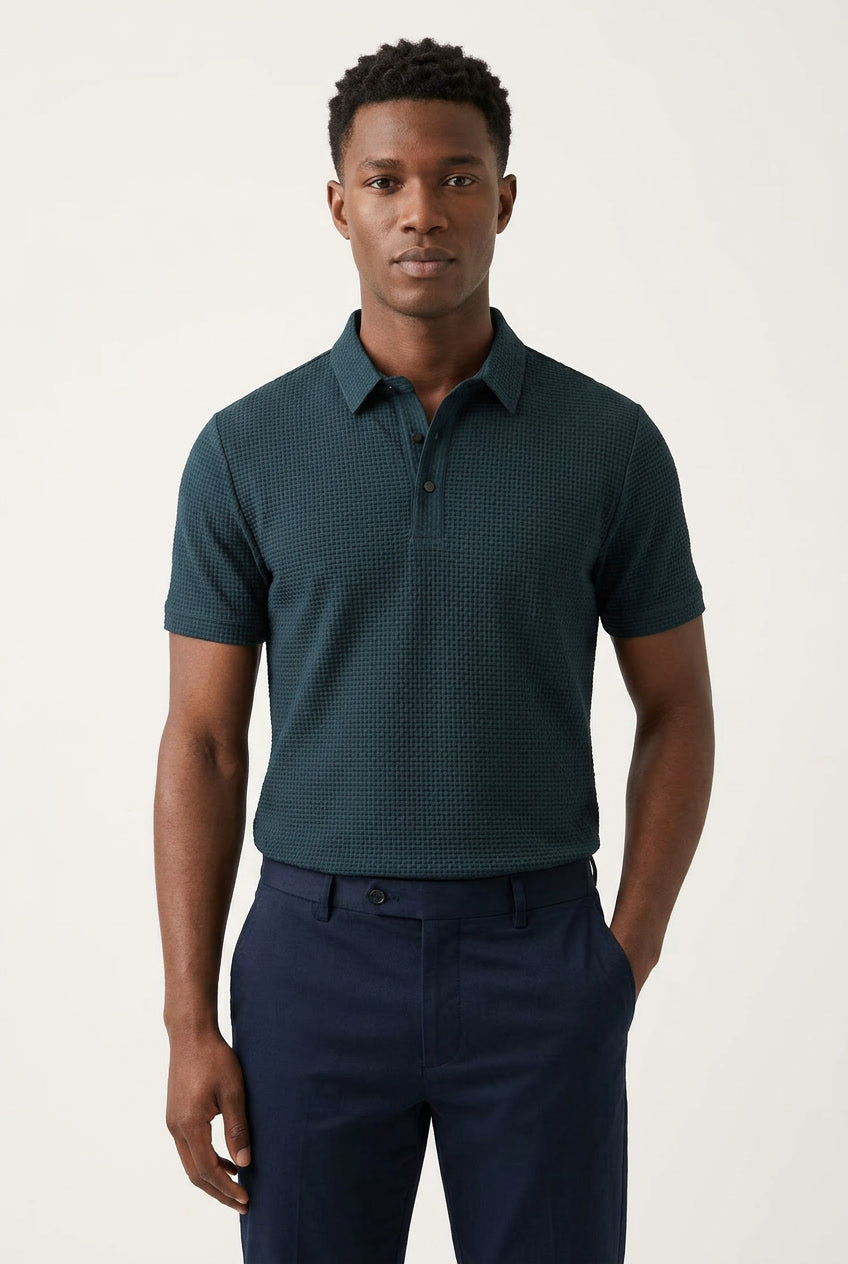 Gestricktes Poloshirt Herren – Kurzarm mit Knopfleiste